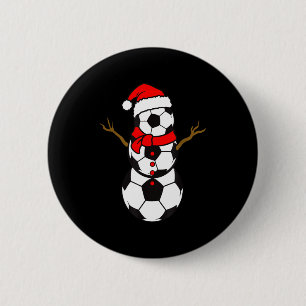 Soccer Santa Hat Snowman Xmas Funny Soccer Lover C 2 Inch Round Button