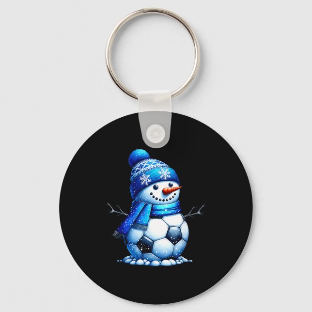 Soccer Santa Hat Snowman Xmas Funny Soccer Lover C Keychain (Front)