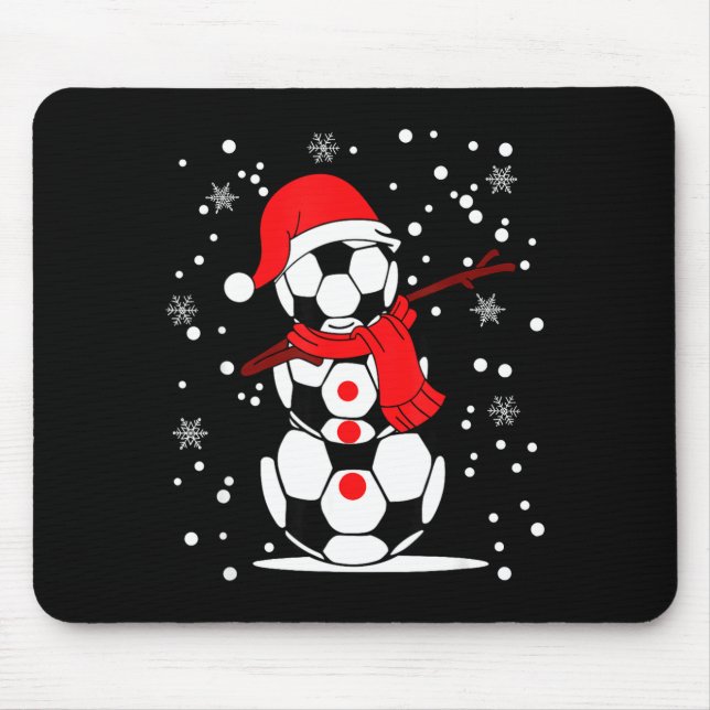 Soccer Santa Hat Snowman Xmas Funny Soccer Lover C Mouse Pad (Front)