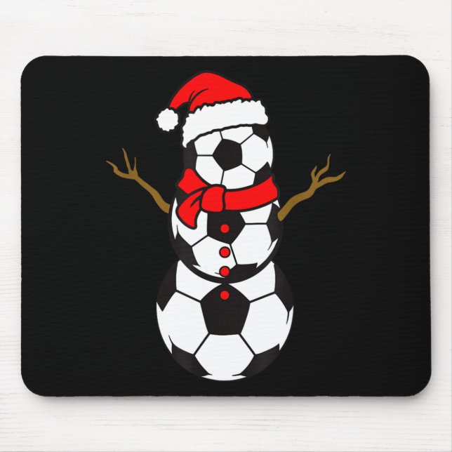 Soccer Santa Hat Snowman Xmas Funny Soccer Lover C Mouse Pad (Front)