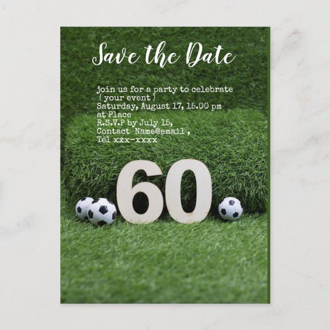 Soccer save the date  ball 60th Birthday Party   Postcard (Front)