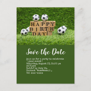 Soccer save the date  ball for Birthday Party  Postcard