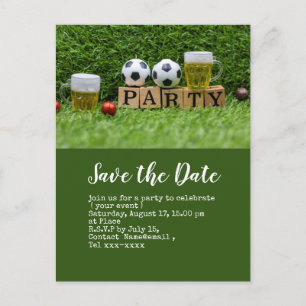 Soccer save the date ball for Welcome Party Postcard