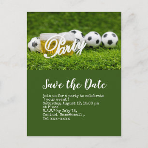 Soccer save the date  with ball Party  Postcard