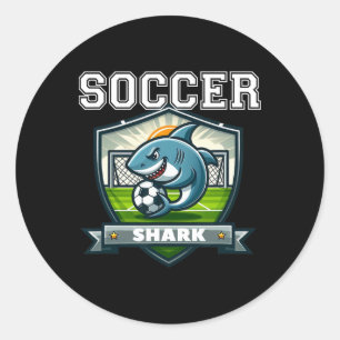 Soccer Shark Player Playing Soccer Ll Vintage Classic Round Sticker