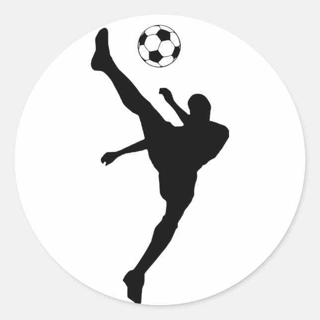 soccer silhouette. classic round sticker (Front)