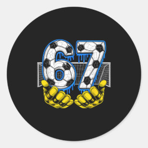 Soccer Six Seven 67 Funny Gen Alpha Meme  Classic Round Sticker