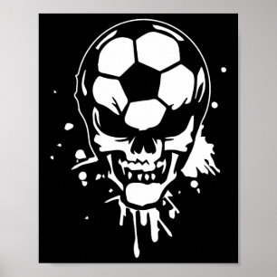 Soccer Skeleton Funny Player Halloween Skull Hallo Poster