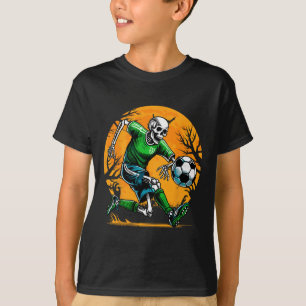 Soccer Skeleton Halloween Footbyll Spooky Boys Soc T-Shirt