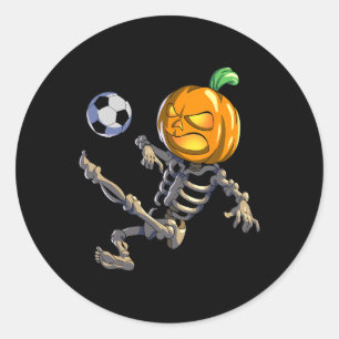 Soccer Skeleton Halloween Men Boys Soccer Hallowee Classic Round Sticker