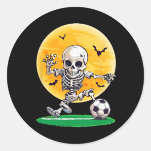 Soccer Skeleton Halloween Men Boys Soccer Player H Classic Round Sticker