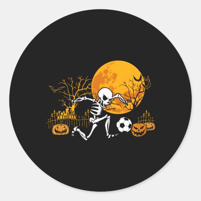 Soccer Skeleton Halloween Soccer Player Halloween Classic Round Sticker (Front)
