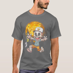 Soccer Skeleton Halloween Sport Bat Moon T-Shirt