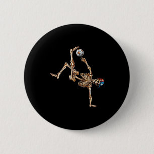 Soccer Skeleton Player Bicycle Kick Sport Hallowee 2 Inch Round Button