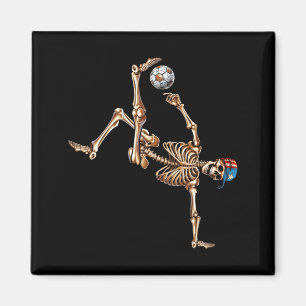 Soccer Skeleton Player Bicycle Kick Sport Hallowee Magnet