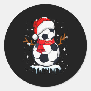 Soccer Snowman Apparel, Funny Santa Christmas Men Classic Round Sticker