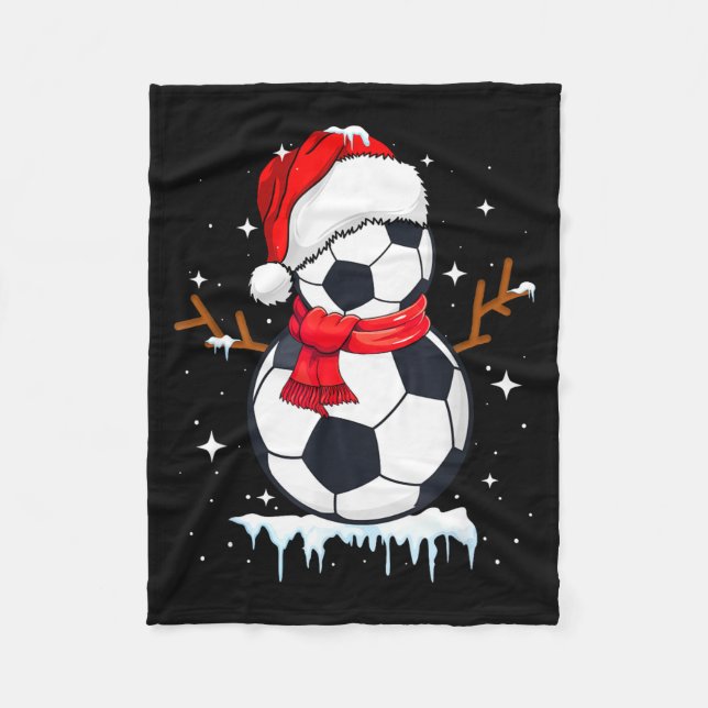 Soccer Snowman Apparel, Funny Santa Christmas Men  Fleece Blanket (Front)