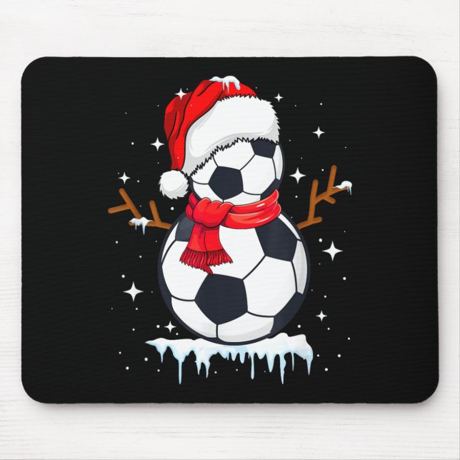 Soccer Snowman Apparel, Funny Santa Christmas Men  Mouse Pad (Front)