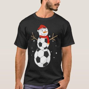 Soccer Snowman Christmas Snow Santa Hat Scarf Hol T-Shirt
