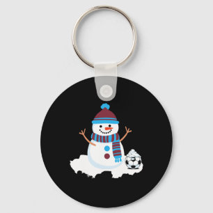 Soccer Snowman, Claret And Blue Christmas Keychain