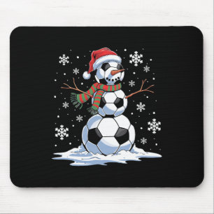 Soccer Snowman Soccer Player Santa Hat Christmas F Mouse Pad