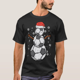 Soccer Snowman Xmas Christmas Sports Boys Girls T-Shirt