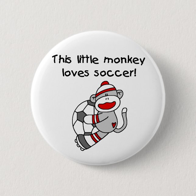 Soccer Sock Monkey 2 Inch Round Button (Front)