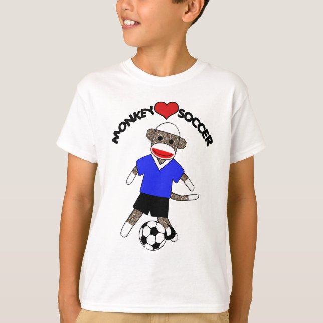 Soccer Sock Monkey (bleu) - T-Shirt pour enfants (Devant)