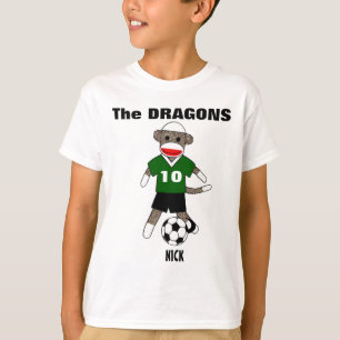 Soccer Sock Monkey T-Shirt (green) - Customized