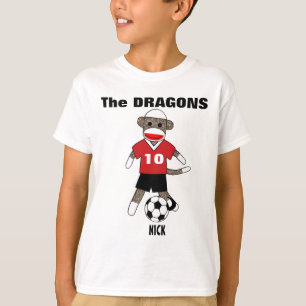 Soccer Sock Monkey T-Shirt (red) - Customized