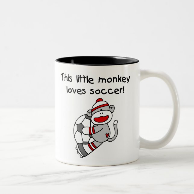Soccer Sock Monkey Two-Tone Coffee Mug (Right)