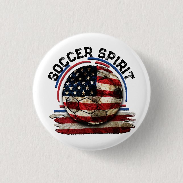 Soccer Spirit USA, American Pride Sports 1 Inch Round Button (Front)