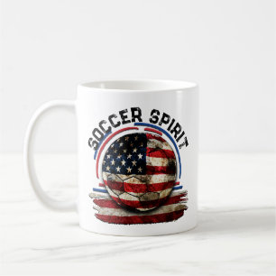 Soccer Spirit USA Customizable American Flag Pride Coffee Mug