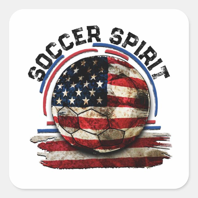 Soccer Spirit USA, High School Soccer Ball Flag Square Sticker (Front)