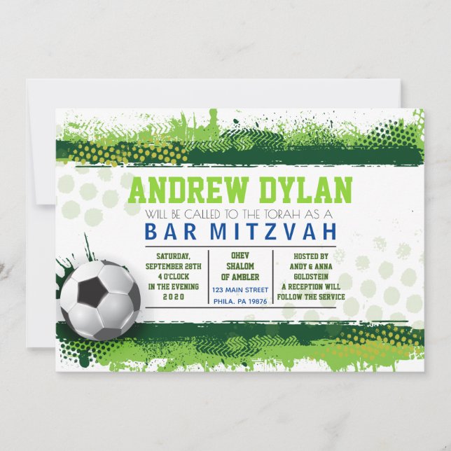 SOCCER SPLASH Bar Mitzvah Invitation (Front)