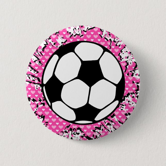 soccer splat. 2 inch round button (Front)