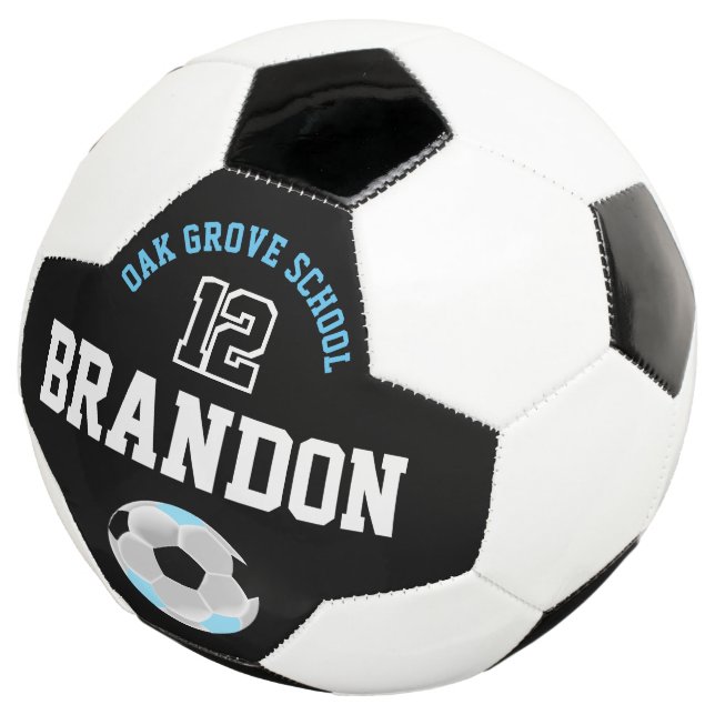 Soccer  Sport - Baby Blue, Black and White Soccer Ball (Three Quarter)