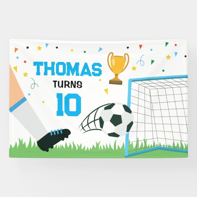 Soccer Sport Birthday backdrop banner (Horizontal)
