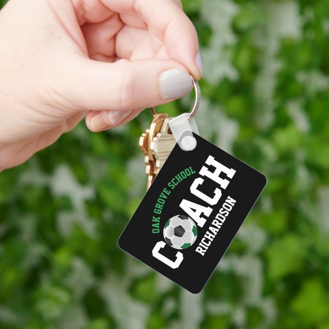 Soccer  Sport Coach - Green and Black Keychain (Hand)