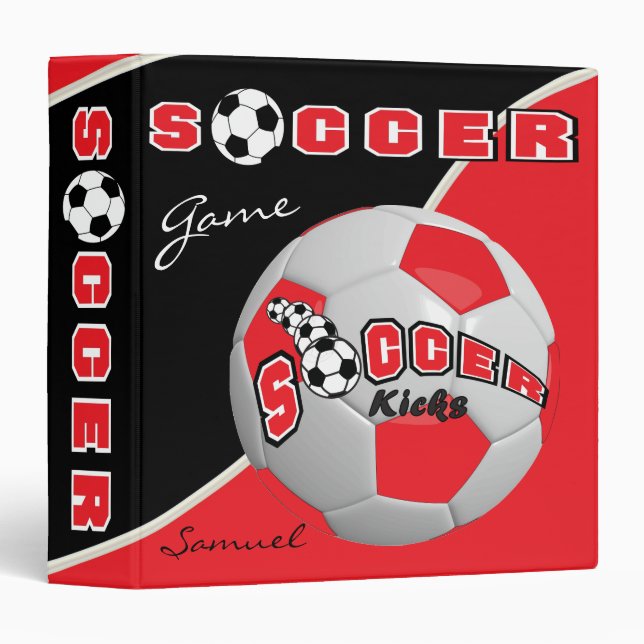 Soccer Sport Game | Red | DIY Name Binder (Front/Spine)