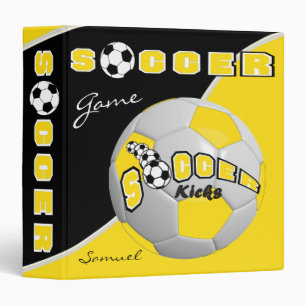 Soccer Sport Game Yellow DIY Name Binder