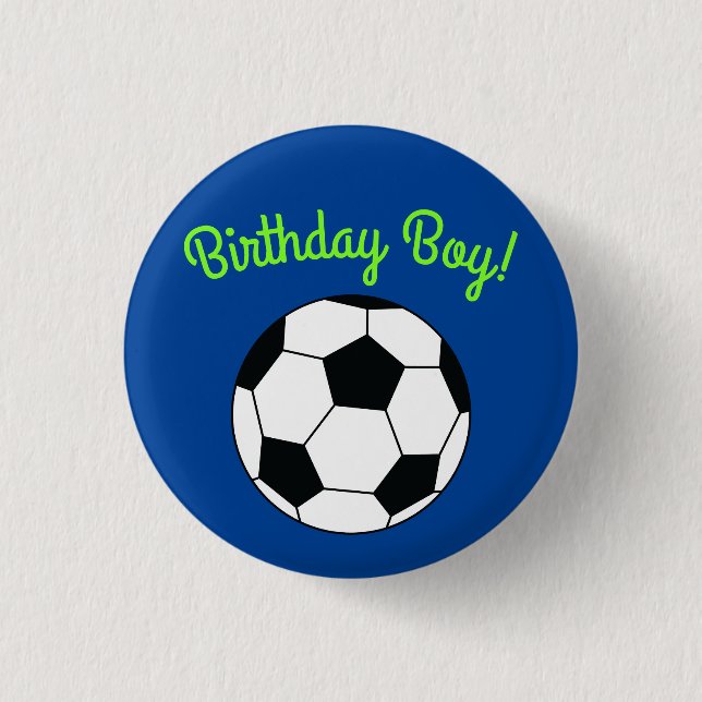 Soccer Sports Birthday Boy Party Button (Front)