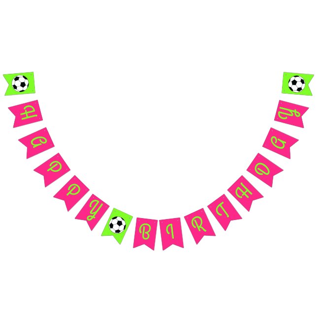 Soccer Sports Birthday Party Pink Bunting Flags (All)