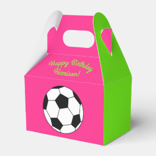 Soccer Sports Birthday Party Pink Favor Box