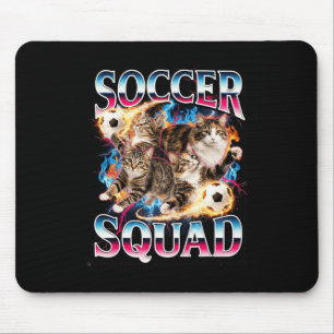 Soccer Squad Funny Cat Meme Retro 90s Bootleg Grap Mouse Pad