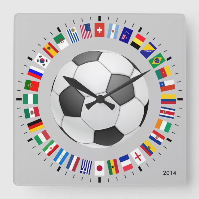 SOCCER SQUARE WALL CLOCK (Front)