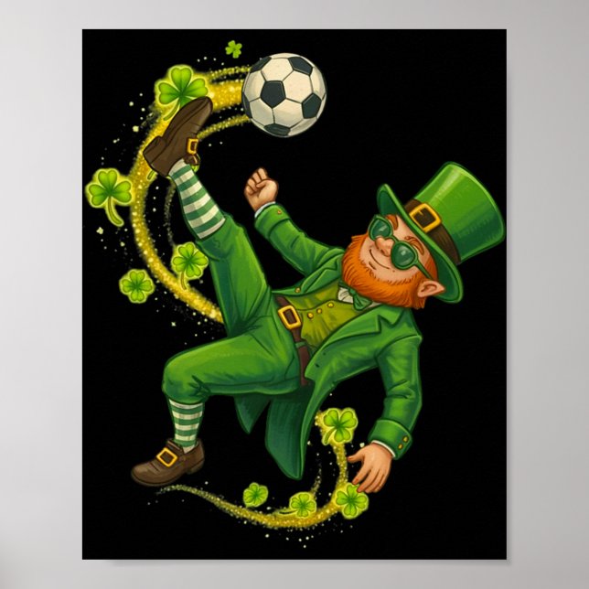 Soccer St Patricks Day Leprechaun Saint Patricks B Poster (Front)