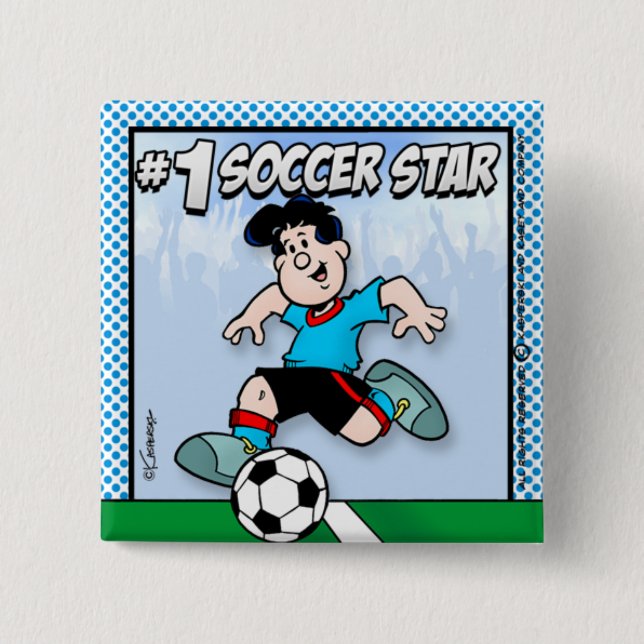 Soccer Star 2 Inch Square Button (Front)