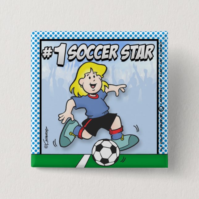 Soccer Star 2 Inch Square Button (Front)