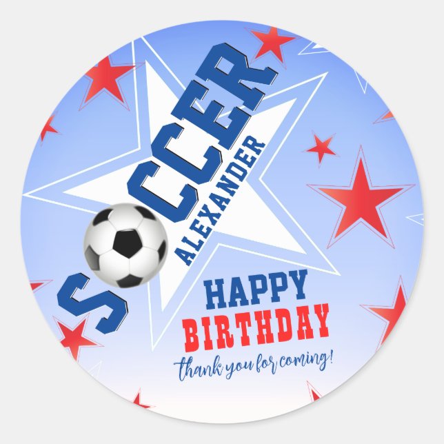 Soccer Star Birthday Party Classic Round Sticker (Front)